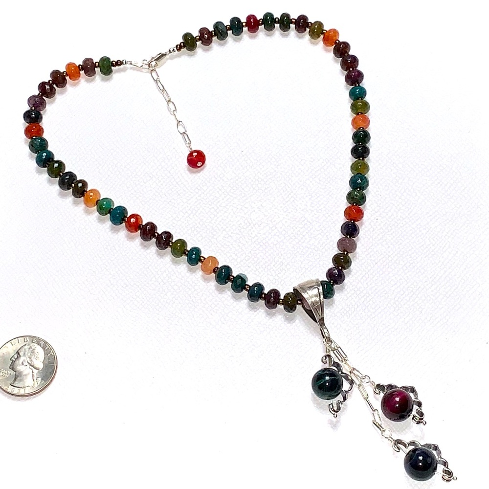 Handcrafted “Beadangled Eye Catcher” Fire Agate & 925 Necklace & Earrings